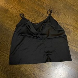 Shein Black Satin Cowl Neck Tank